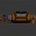 Industrial Sci Fi Equipment Structure With Yellow Cylinder Black Components And Green Lights