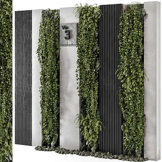 Modern Plant Wall Courtyard Green Plant Wall Door Number Green Plant Entry Door Modeling Green Plant Wall Modeling Wall Vertical Green Wall 3d model