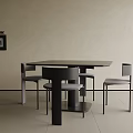 Modern Dining Table Set With Four Chairs In Minimalist Interior Design 3d model