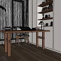 Study Desk Middle Ancient Desk Office Desk Ornaments 3d model