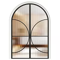 Arched Windows In Various Styles With Black Frames And Grid Designs For Interior 3d model