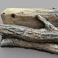 Natural Wood Logs And Stone Blocks With Raw Textured Surfaces Stacked Together