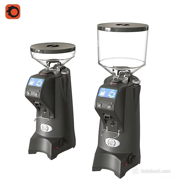 Two Modern Black Kitchen Appliances With Transparent Containers And Digital Displays 3d model