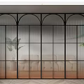 Modern Interior Room Divider With Arch Metal Frame And Glass Panels 3d model