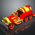Electric Toy Fire Truck with Red and Yellow Design and Playful Wheels