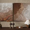 Abstract Textured Paintings In Warm Tones For Interior 3d model