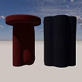Modern Blue And Red Side Tables With Stylish Smooth Surface Design 3d model