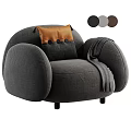 Comfortable Gray Single Sofa with Buttoned Pillow Throw Blanket and Color Options Black Gray Brown 3d model