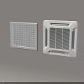 Stylish White Square Air Conditioner Vents With Two Different Grid And Slotted Designs 3d model