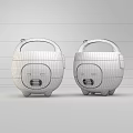 Two Cute Light Blue Rice Cookers With Pink Handles And Cartoon Face For Kitchen