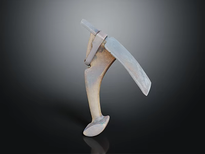 Durable Hardware Tool With Sharp Metal Blade And Wooden Handle For Agricultural Use 3d model