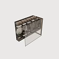 Modern Wardrobe Interior With Hanging Clothes Folded Garments Wooden Shelves And Decorative Plate