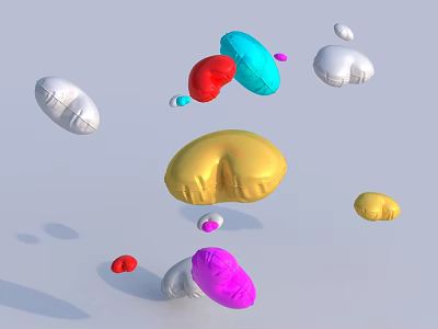 Colorful Inflatable Models Floating In Air With Various Shapes And Bright Hues 3d model