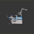 Professional Modern Dental Treatment Equipment With Blue Chair Adjustable Light Control Panel And Instrument Tray