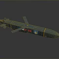 Detailed Blue Missile Model Featuring Ukrainian National Symbols UKR Markings and Yellow Stripe