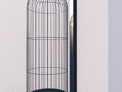 Modern Black Birdcage Shaped Chandelier With Metal Frame For Interior Lighting 3d model