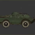 Green Armored Military Vehicle With Four Wheels And Vintage Body Structure