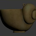 Golden Snail Sculpture With Shiny Metallic Surface And Textured Shell On Dark Background