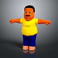 Game And Movie Character With Black Short Hair Yellow T-shirt Blue Pants Outstretched Arms