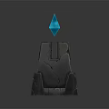 Black Scene Component With Blue Diamond Top And Glowing Blue Base 3d model