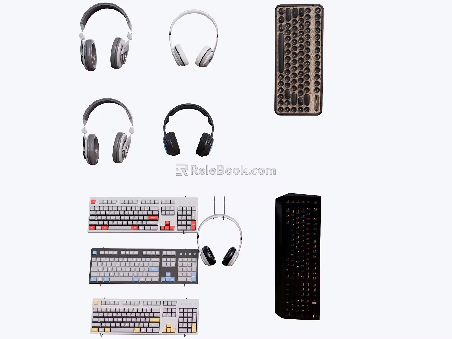 Computer mechanical keyboard wireless headset 3d model