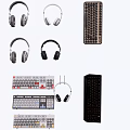 Computer mechanical keyboard wireless headset 3d model