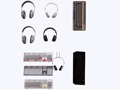 Computer mechanical keyboard wireless headset 3d model