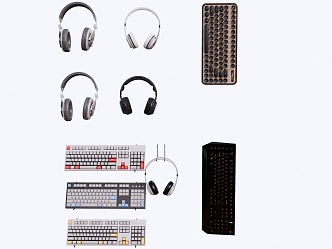 Computer mechanical keyboard wireless headset 3d model