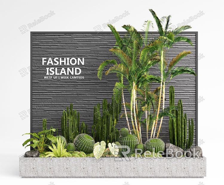 Modern plant landscape plant combination courtyard sketch plant wall model