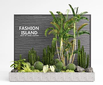 Modern plant landscape plant combination courtyard sketch plant wall 3d model