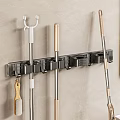 Wall Mounted Metal Bathroom Organizer Rack Holds Mops Brooms And Cleaning Brushes