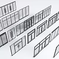 Various Glass Window And Door Designs In Modern Display Collection 3d model