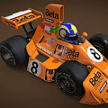 Orange Racing Car With Beta Branding Helmet Tires And Number 8