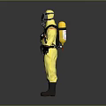 Hazmat Suit Wearer In Yellow With Helmet And Mask As Human Biological Figure