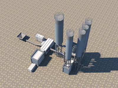 Industrial Equipment Facility Featuring Multiple Cylindrical Towers And Processing Structures 3d model