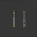 Green Multi Barrel Weapon With Yellow Warning Stripes And Launcher Structure 3d model