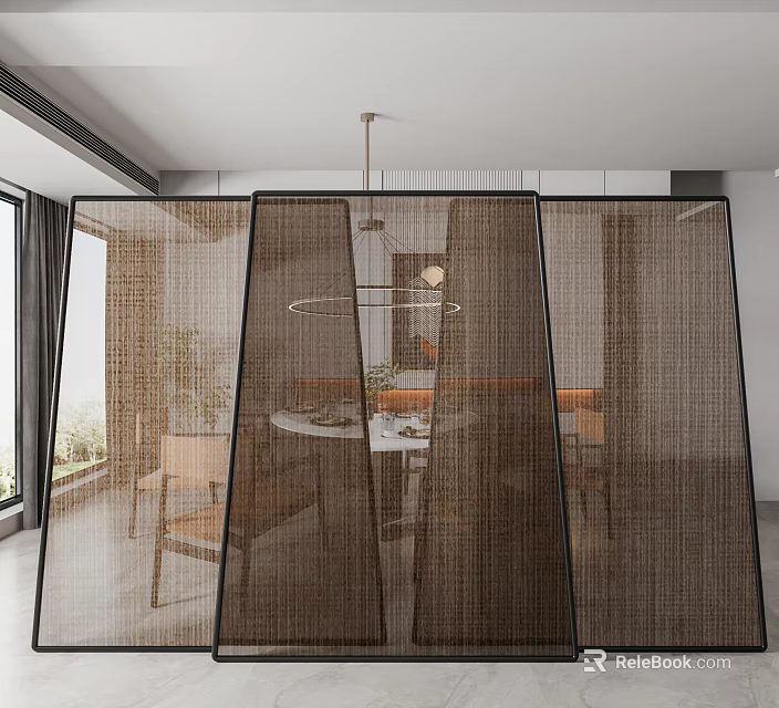 Elegant Modern Woven Room Divider For Interior Space Partitioning Design 3d model