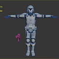 Clone Trooper In White Armor Standing With Arms Outstretched And Small Droid 3d model