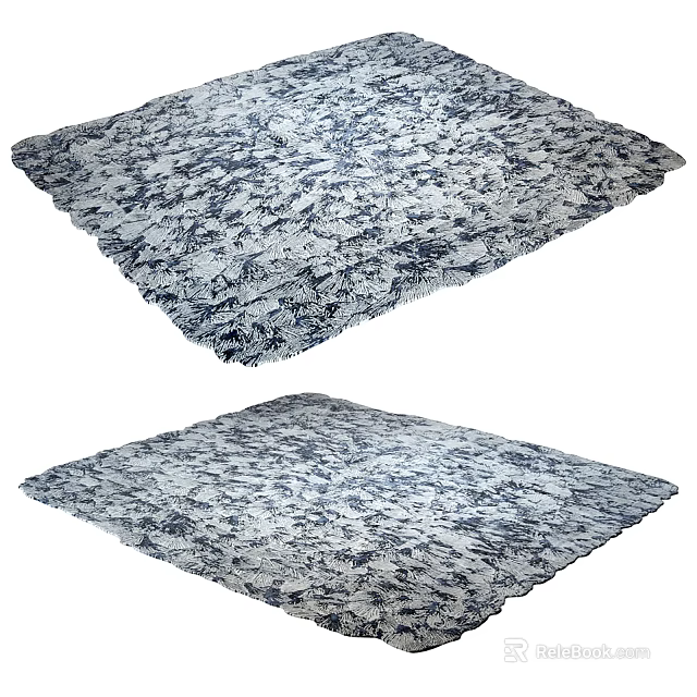 Square Rug With Abstract Blue Gray Pattern For Modern Interior Decor 3d model