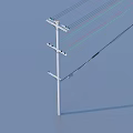 Pole Wire High Voltage Line AC Wire 3d model