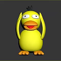 Cute Yellow Duck Toy With Big White Eyes And Hands On Head