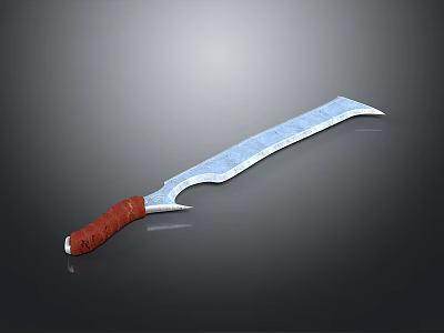 Tactical Weapon Knife With Sharp Forged Blade And Red Ergonomic Handle Design 3d model