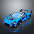 Blue Supercar With Aerodynamic Design Rear Spoiler And Shiny Exterior