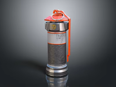 Explosive Weapon with Red Top Gray Body and Orange Components Featuring EXPLOSIVE Label Design 3d model