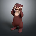 Cute Brown Beaver 3D Model Standing With Hands On Face And Surprised Expression