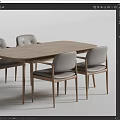 Modern Wooden Dining Table Set With Four Upholstered Chairs And Sleek Design 3d model