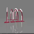 Modern Event Entrance Gate With Red And White Curved Arched Design Elements 3d model