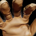 Pair of Brown and Black Leather Fabric Gloves With Detailed Stitching And Wrist Cuffs