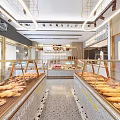 Modern Pastry Shop Interior With Glass Display Cases Fresh Bread And Stylish Lighting