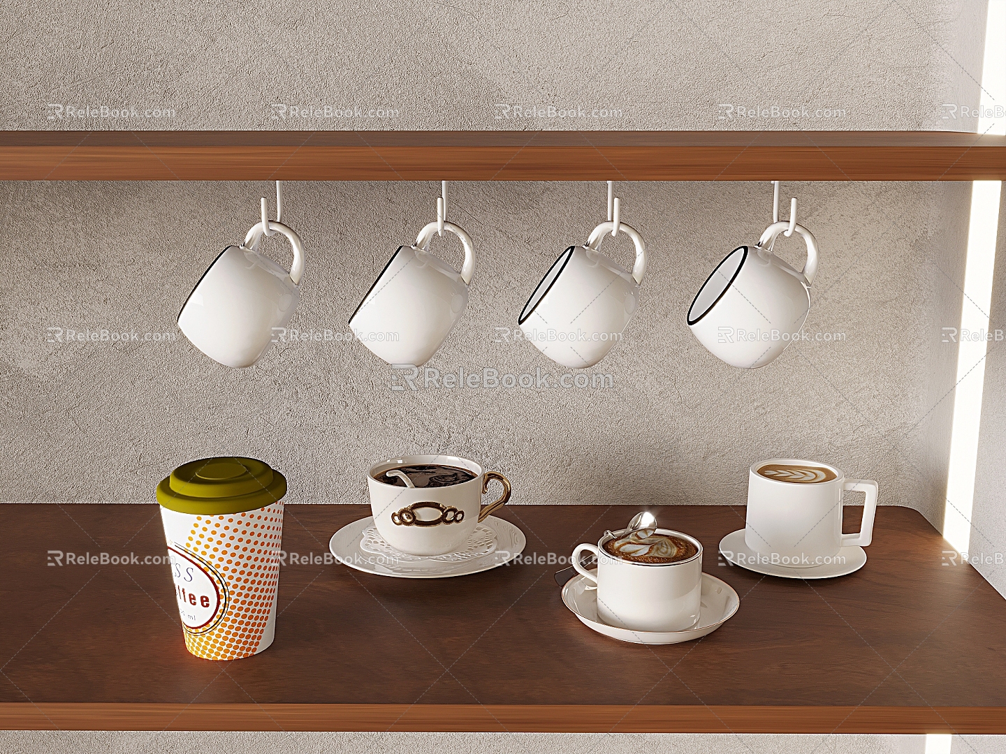 Coffee Flower Coffee Coffee Cup Cup Cup with Drink Drink Cup Storage Rack 3d model